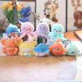 Cute Cartoon Dolphin Shark Turtle Whale Octopus Lobster Shell Ocean Animal Plush Keychain Fluffy Stuffed Bag Charm Pendant Toys