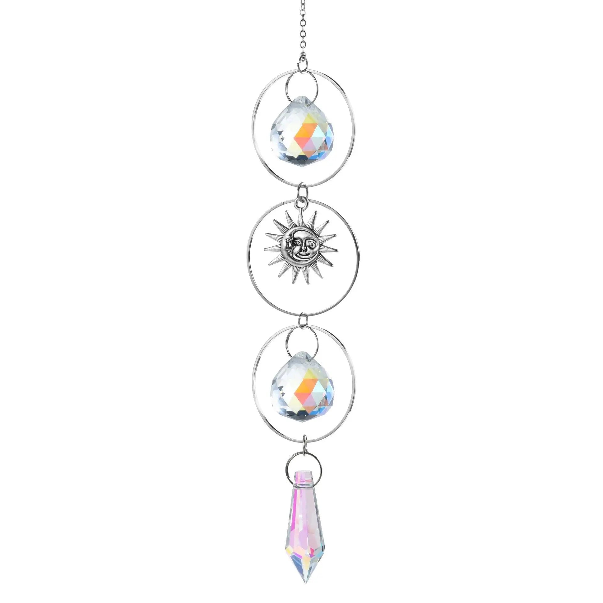 K9 Source Crystal Star Moon Sun Catcher Wind Chimes Chandeliers & Pendant Silver Decoration Ball Window Balcony Pendant