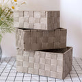 Home Decor Organizing Basket Metal & Nylon Woven Storage Gift Hamper with Fabric Strap for Home Decoration