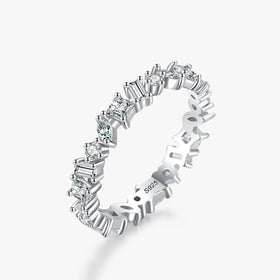 Ailmay New Design Real 925 Sterling Silver Irregular Dazzling Clear Zircon Geometric Finger Ring for Women Fine Jewelry