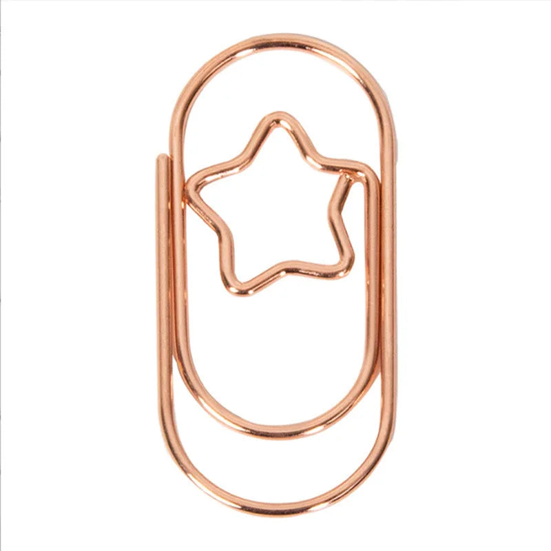 Cute 38mm Mini Love Heart Star Rose Gold Color Paper Clip Steel Wire Holder Small Bookmark Metal Office Accessories