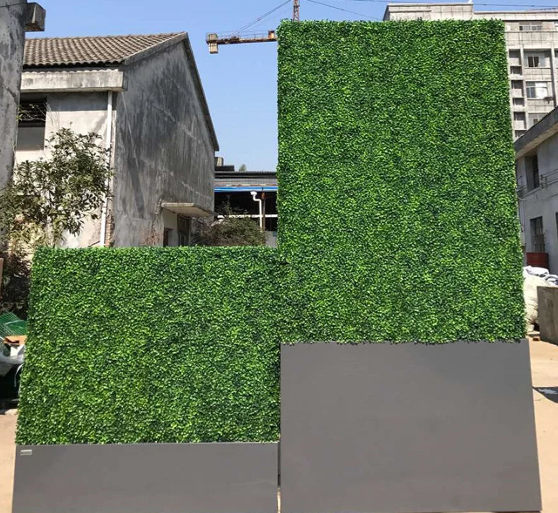 UV protection Artificial Boxwood Panel Mat Leaf Green Grass Wall for Garden Decoration Artificial Hedge Plastic Fence