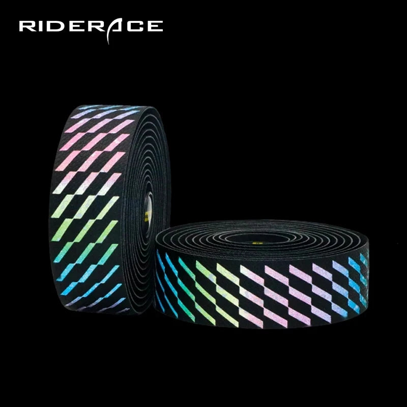 Riderace Road Bike Handlebar Tapes Photochromic Light Reflective Bar Tape With End Plug Soft Racing Bike Wrap PU+EVA Accessories