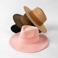 Fashion Custom Australian 100% Wool Felt Multiple Colors Ribbon Stiff Hard Flat Wide Brim Fedora Hats