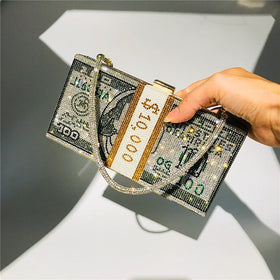 Crystal Rhinestone Clutch Bag for Formal Party Dollar Purses Clutch Women Evening Bag