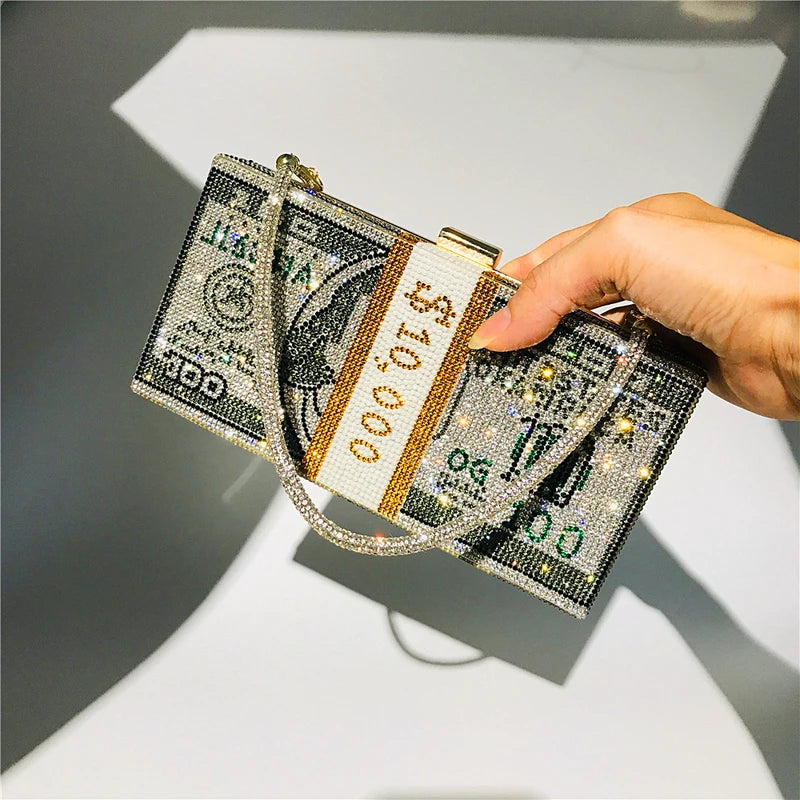 Crystal Rhinestone Clutch Bag for Formal Party Dollar Purses Clutch Women Evening Bag