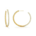 LOZRUNVE 925 Sterling Silver Prong Setting Sparkling Diamond Twisted Modern Large Open Hoop Earring with Loop