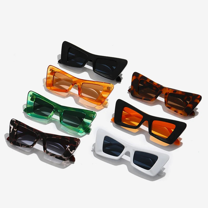 DL Glasses Contrast Color Cat Eye Sunglasses Women Men Wholesale Ins Popular Sun Glasses UV400 Retro Leopard Thick Frame Shades
