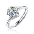 Luxury Style Sterling Silver 925 Wedding Rings Hollow Heart Both Sides for Sweet and Romantic Moissanite Engagement Women Rings