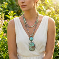 Bohemian Handmade Women Personalized Jewelry 6mm Natural Gemstone Crystal Glass Beads Knotted Irregular Stone Pendant Necklace