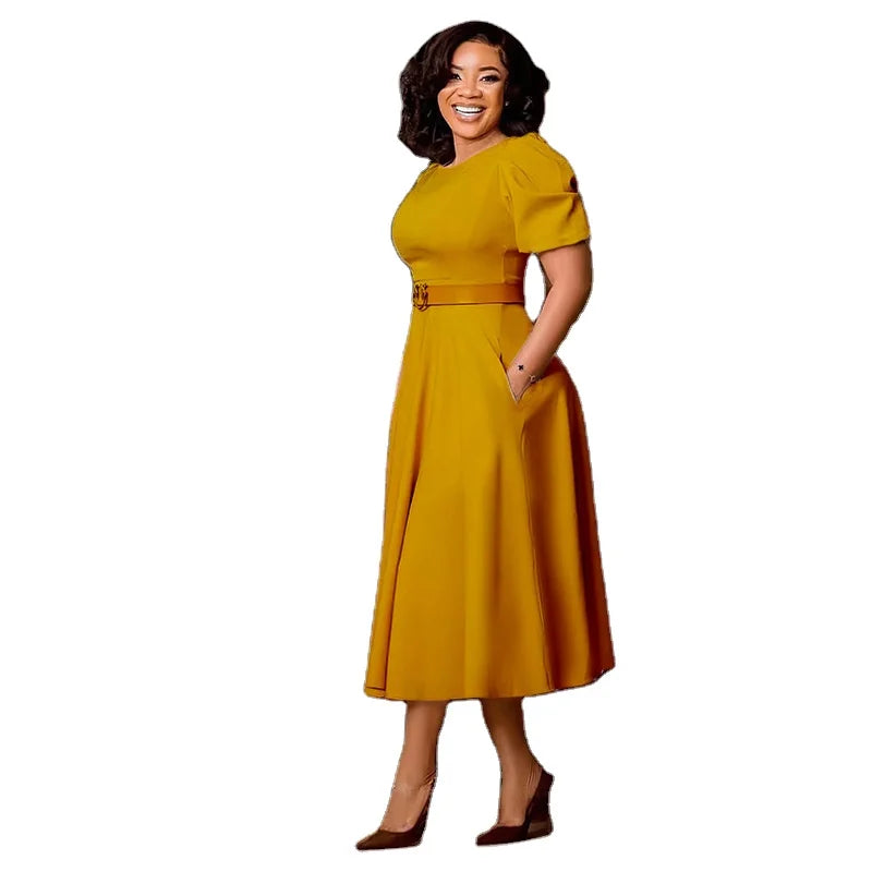 Wholesale Dress for African Women Elegant Women Dress With Belt Plus Size Dresses for Fat Women