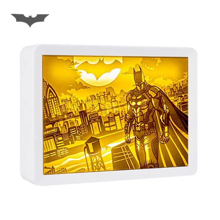 Classic Anime Character Batman Peripheral Paper Cut Light Box Decoration Night Light Christmas Boy Gift