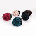 OEM/ODM Solid Color Satin Fabric Flower Hair Claw Customized Elegant Rose Shark Claw Clip Ladies Medium Acrylic Hair Clip Claw