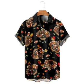 Men's Fitspi Hawaii 3D Printed Shirt Wholesale Lapel Short Sleeve Beach Shirt With Custom Design Support