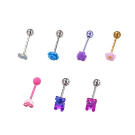 Gaby New Cute 14G Flat Surgical Stainless Steel Barbell Tongue Ring Snake Eyes Body Piercing Jewelry for Women Wedding Gift