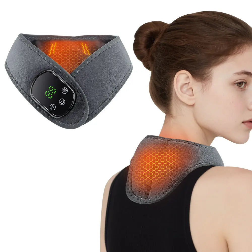 Smart EMS Pulse Neck Shoulder Massager with Heating Tissue Kneading Massage for Muscle Pain Relief Home Use and Travel