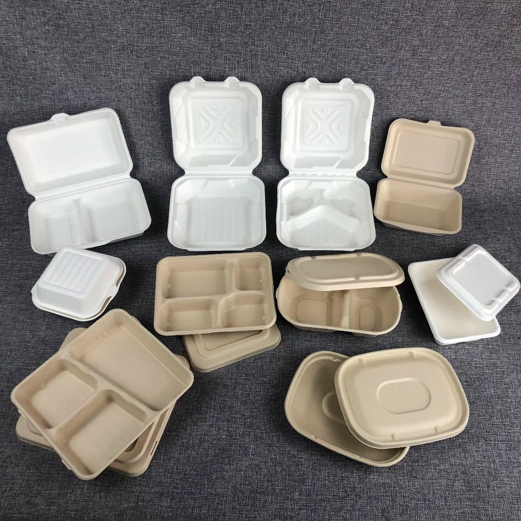 A01 Promotion 15%off Biodegradable Sugarcane Bagasse Food Container Compostable Lunch Box Packaging Tableware Package