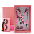 pink Custom Stainless Steel False Eyelash Tweezer Eyebrow Scissor Clip with Lashes Curler Applicator 4pcs Set