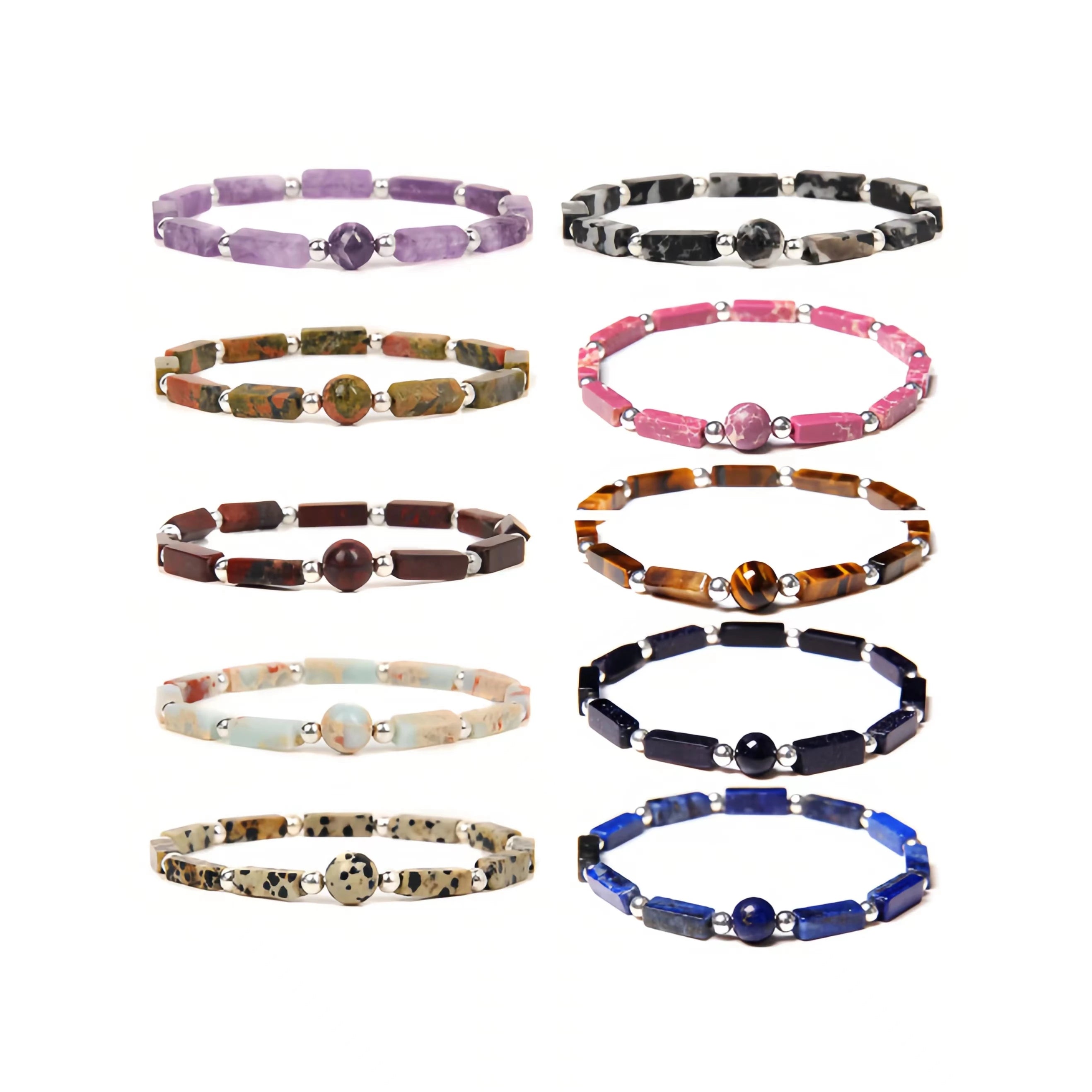 Crystal Chakra Beads Bracelet Rose Quartz Amethyst Bracelet Used for Graduation Gift Treatment Stone Bracelet for Men and Women