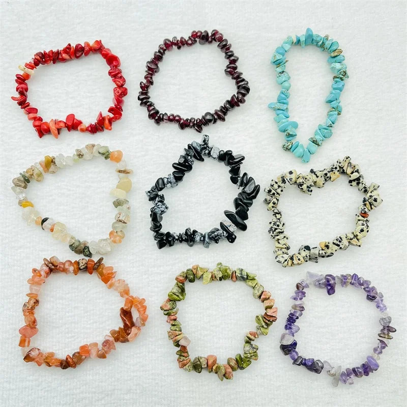 Natural Stone Crystal Quartz Gravel Bracelet Chakra Healing Chips Bracelets for Gift