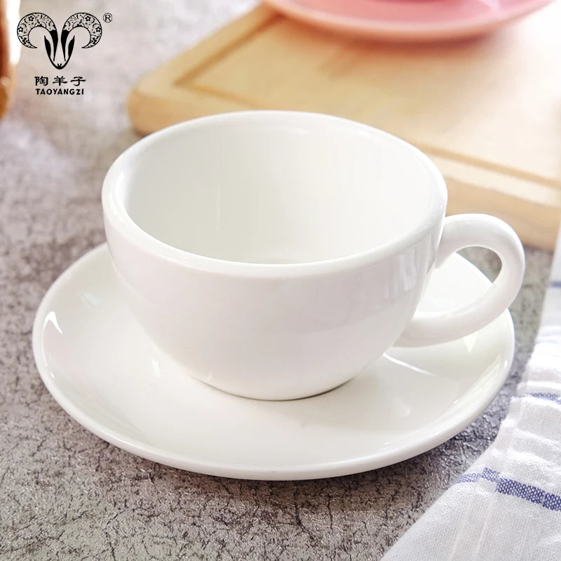 Ceramic Bright Color Glazed Tea Cups and Saucers Set Customized logo Coffee Cup
