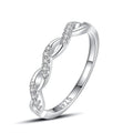 Simple Trendy 925 Sterling Silver Wave Shape Micro Inlay Diamond Index Finger Ring for Women