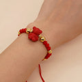 Simple Bohemian Ethnic Style Gold Beads Bracelet Jewelry Crystal Beaded Cute Adjustable Bear Bracelet for Women