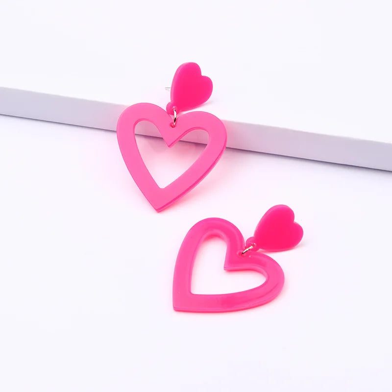 Dangling Double Heart Drop EarringsLove Heart Dangle Earrings for Women Valentine's Day Mother's Day Gift
