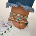 Fashion Vintage Boho Hippie Handmade String Bead Eye Palm Love Pendant Charms Anklets for Women