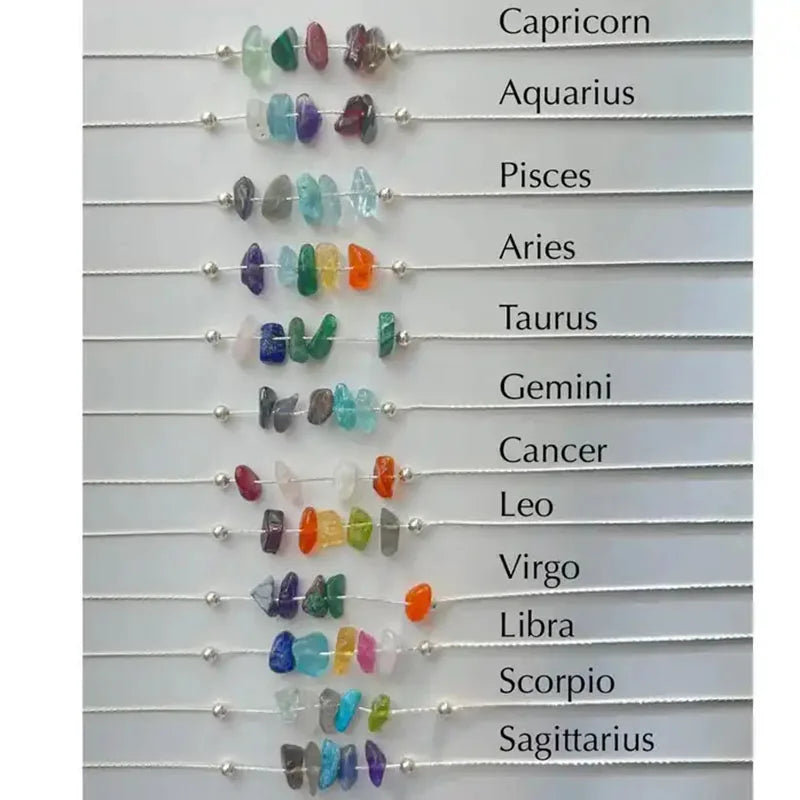 Healing Crystal Necklace Zodiac Sign Astrology Necklace Jewelry Birthstone Choker Necklace for Women Gift