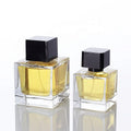 Custom Luxury Empty Square Perfume Glass Bottle 50ml 100ml with Spray Cap Clear Screen Printing