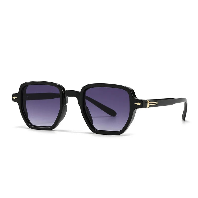 2025 Newest Designer Narrow Square Frame Women Men Shades Charm Rectangular Plastic Rivet Thick Anti-UV Gradient Sunglasses