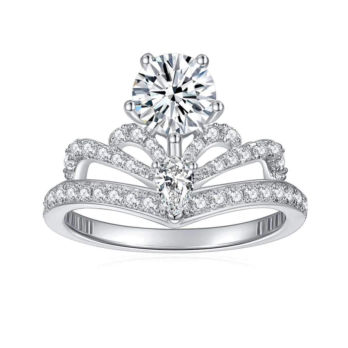 Engagement Ring Solid Silver Pass Diamond Tester Round 1CT 925 Silver Engagement Moissanite Wedding Rings