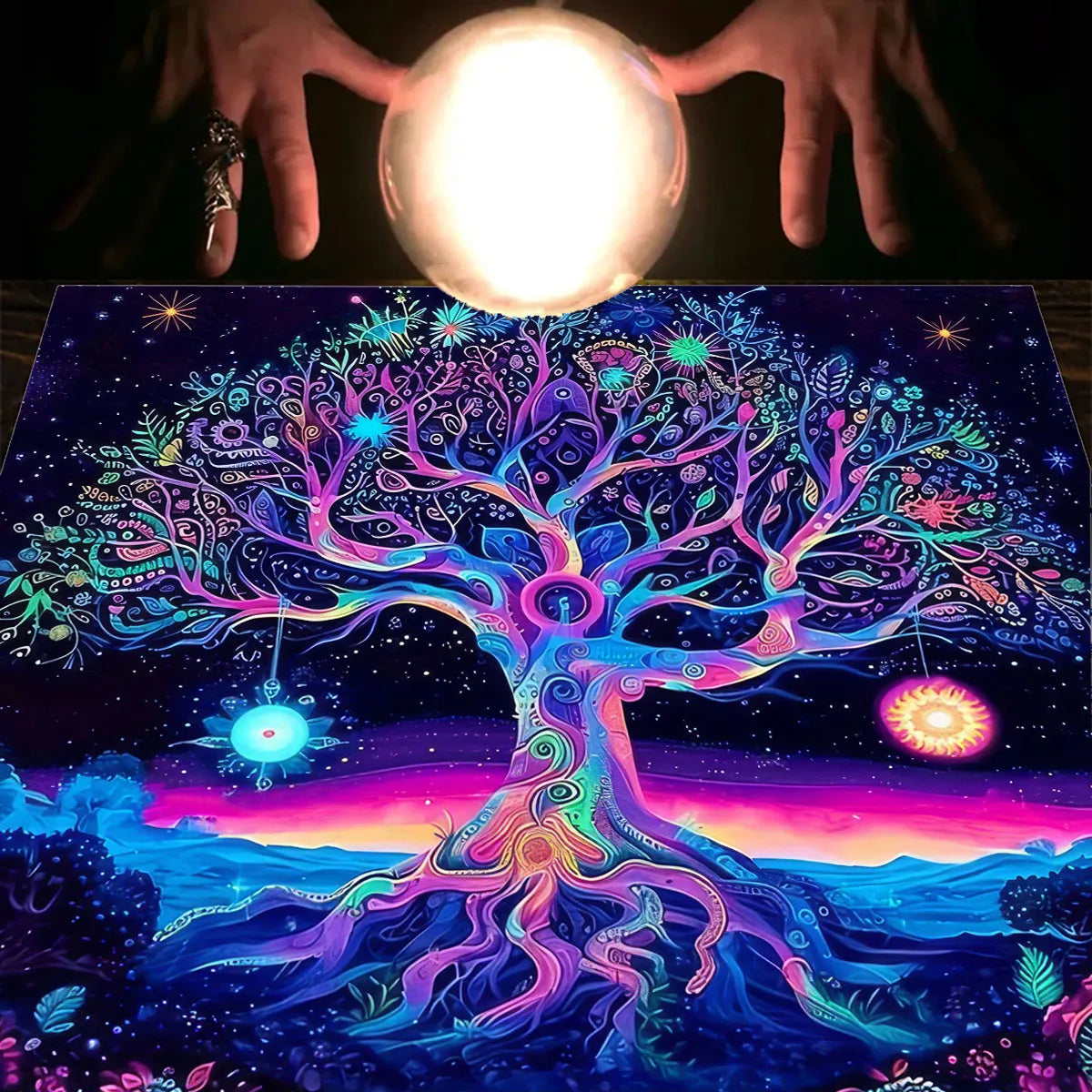 Divinations Cards Table Cloth Tapestry Trees Life Tarots Card Tablecloth Astrologys Tarots Witchcrafts Deck Cloth Home Floral