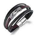 Premium Quality Infinity Leather Wristband Bracelet Pulsera Stainless Steel Magnetic Clasp Braided Leather Bracelet PH1370
