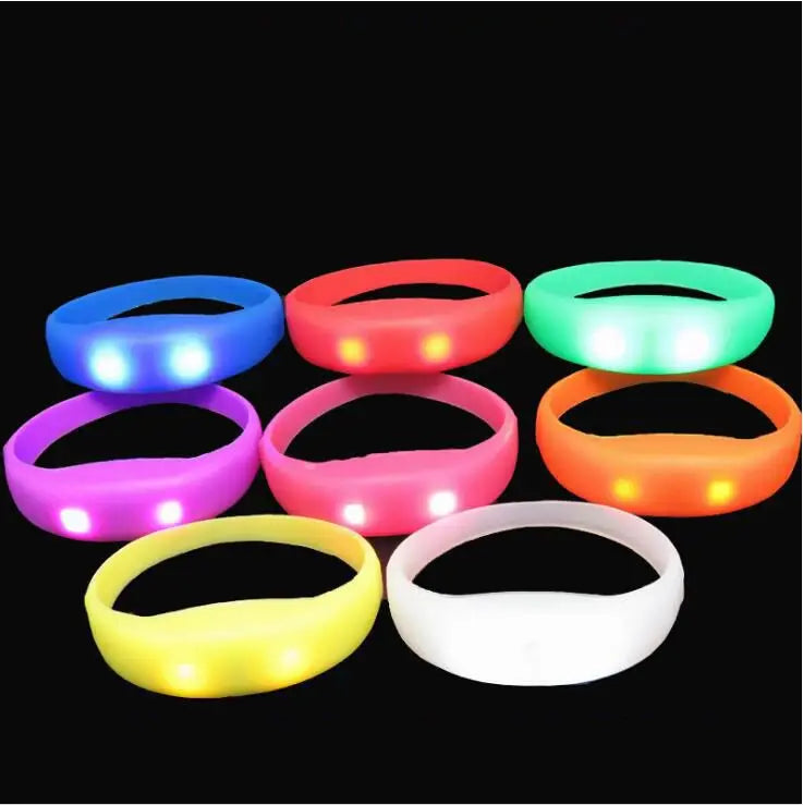 New All-silicone Bracelet Vibration Sound Control LED Vibration Light Wristband Light-emitting Electronic Gift