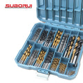 SUBORUI  130pcs HSS Steel Carbide Hole Twist Wood Metal Drill Bit Set All in for Wood Metal Concrete
