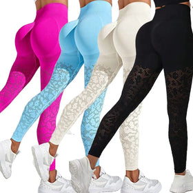 Custom Women Hollow Out Workout Seamless Leggings Sexy High Waist Push up Fitness Gym Casual Tight Butt Lifting Sports Yoga Pant