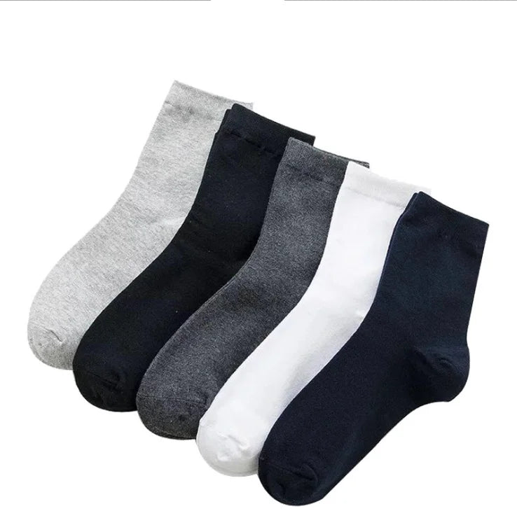 Autumn Winter Large Size 100% Cotton White Black Gray Work Long Men's Socks