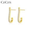 CZCITY 925 Silver Geometric Drop Charm Gold Plated Earing Sterling Trendy Designer Earring Woman Luxury
