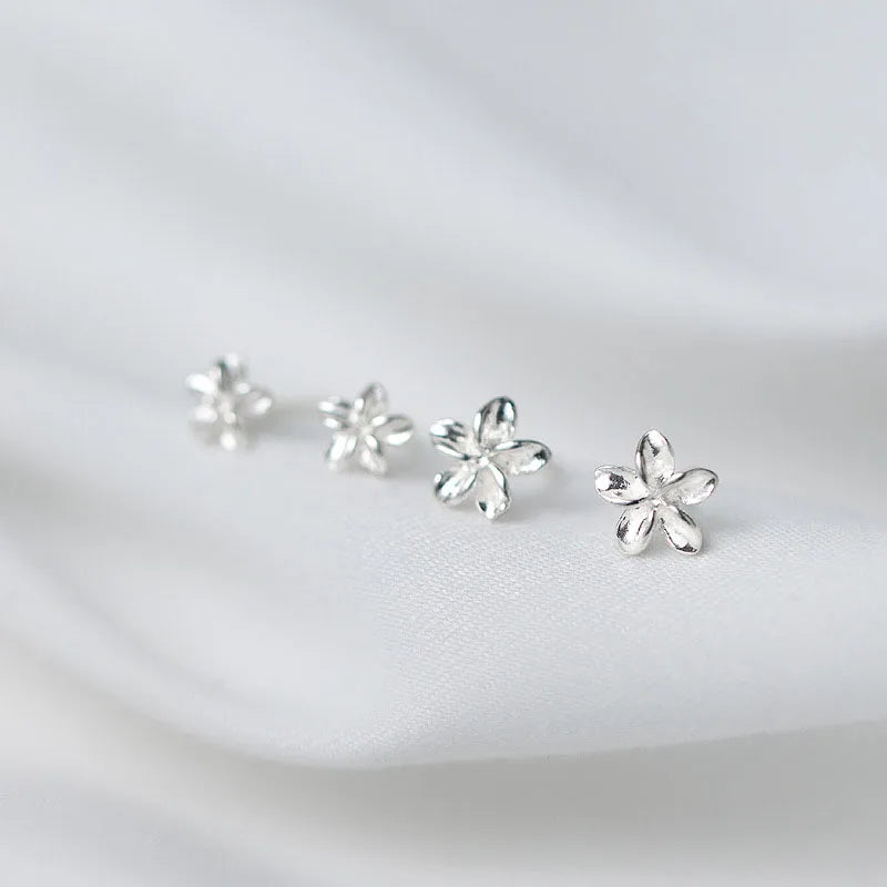 New Design S925 Sterling Silver Five Clover Flower Stud Earrings for Women E0719