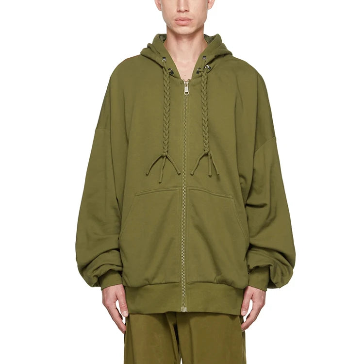 Hoodies Supplier Custom High Quality Organic Cotton Jersey Oversized Hoodie Full Zip up Hoodies Men With Drawstring Casual Wear