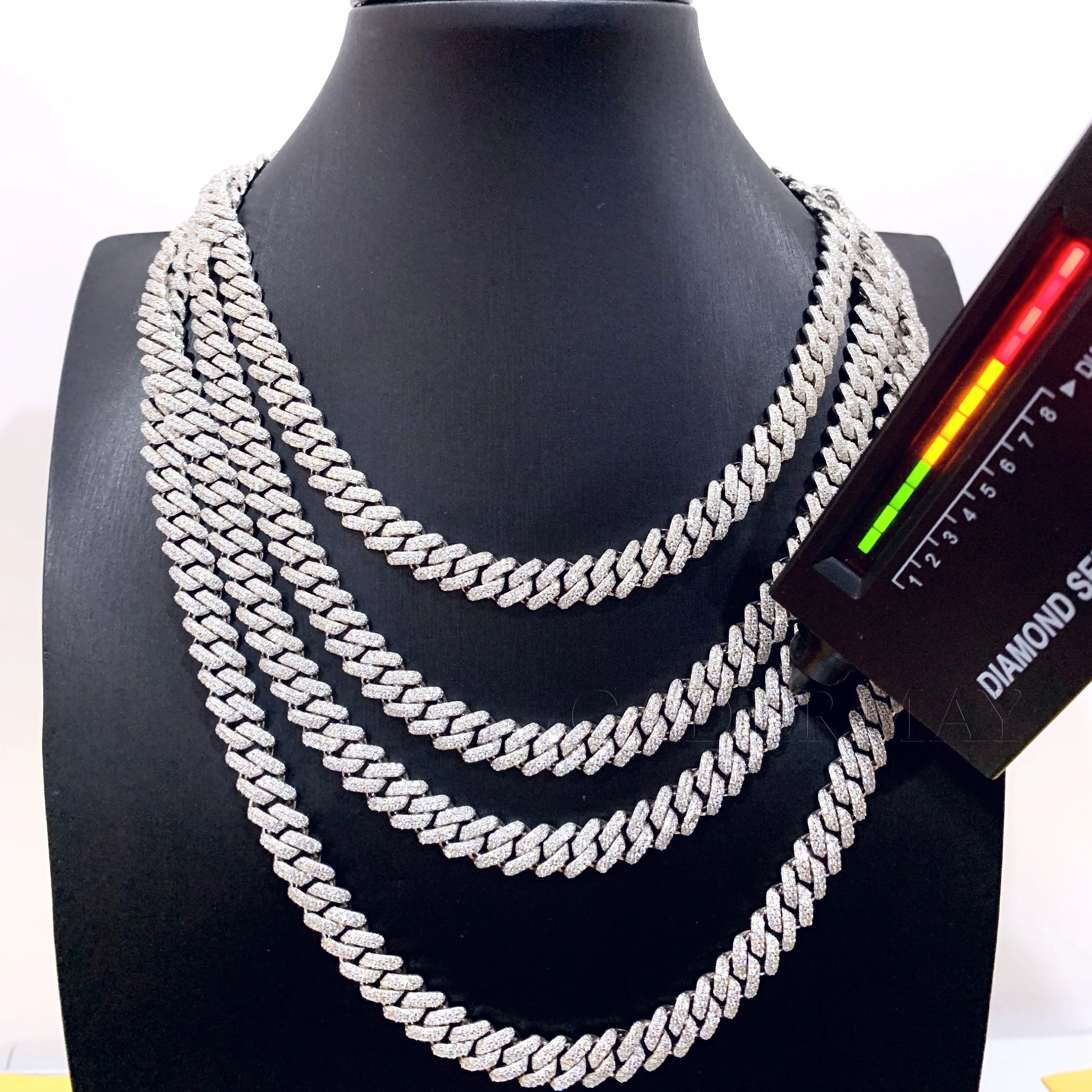 Cadermay Hip Hop Jewelry 8mm 10mm 12mm 14mm 16mm 20mm 925 Silver D VVS Moissanite Chain Iced Out 2 Rows Moissanite Cuban Chain