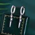 Top Quality Cubic Zircon Real S925 Sterling Silver Long Dangling Charm Huggie Hoop Earrings for Women Wedding Bridal Jewelry