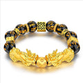 Fashion Brass Alloy Fengshui Pixiu Black Obsidian Brave Troops Bracelet Charm Picchu Buddha Bead Bracelets Jewelry