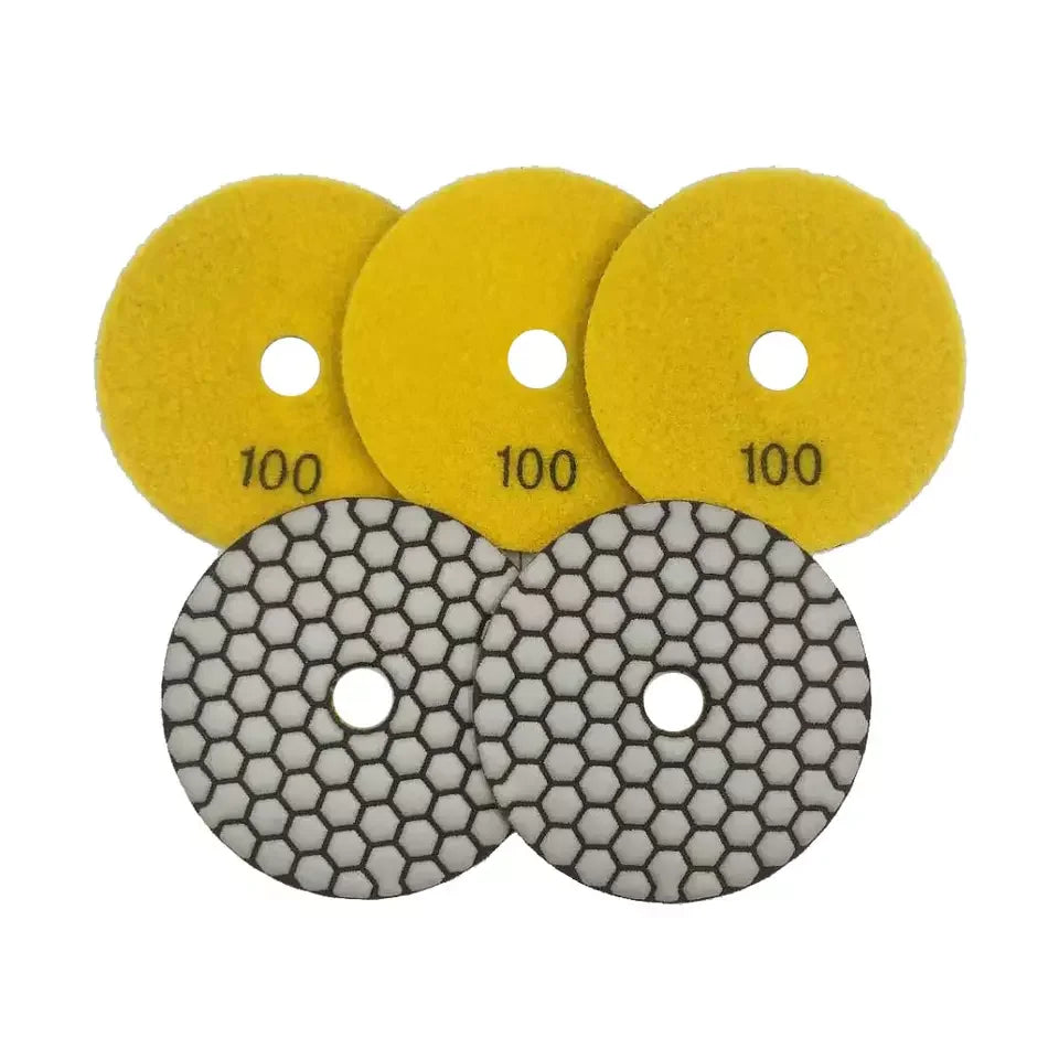 4inch Dry/Wet polishing pads for stone Flexible Diamond Resin 7 Steps Polishing Pads for Granite Marble Stone Quartz