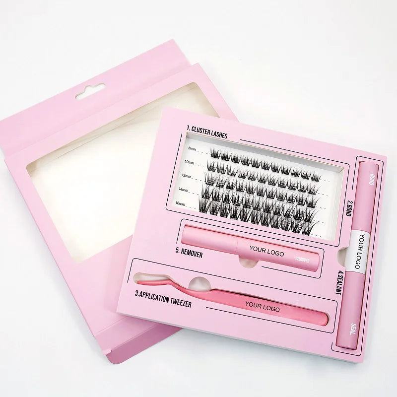 Wholesale Beauty C D Curl Adhesive Eyelash Extensions Segment DIY Lash Extension Kit