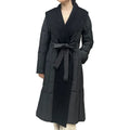 Custom Luxury Genuine Wool Turn Down Collar Long Goose Down Coats Women With Belt