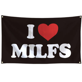 I Love Milfs Flag 3x5 Ft with Brightly Colored Brass Grommets 100D Polyester Outside Banner Decor