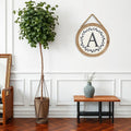 Custom Wholesale 26 Letters Leaf Wreath Monogram Modern Farmhouse Round Wood Hanging Wall Plaque Wooden Wall Signs Home Decor